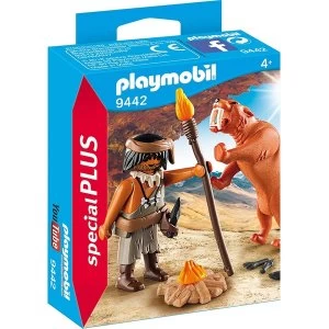 image of Playmobil - Special Plus Caveman with Sabretooth Tiger Figures