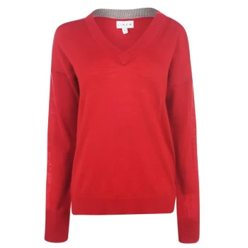 image of Linea Merino V Neck Jumper - Flame