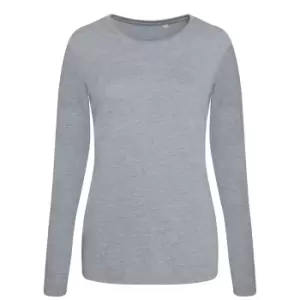 Image of AWDis Womens/Ladies Girlie Long Sleeve Tri-Blend T-Shirt (L) (Heather Grey)