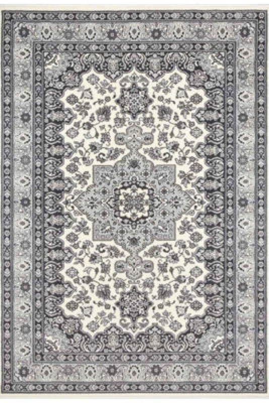 Image of The Rugs Design Oriental Parun Tabriz Rug - Vintage Polypropylene Carpet In Grey