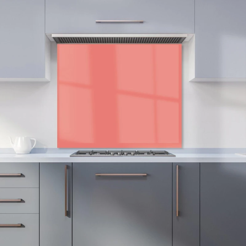 Image of Warren Reed - Designer Coral Pink Kitchen Splashback Size: 600mm x 750mm Pink Unisex 600mm x 750mm