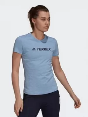 Image of adidas Terrex Classic Logo T-Shirt, Blue Size M Women
