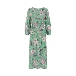 Image of Yumi Green Tropical Palm Print Maxi Dress - Green