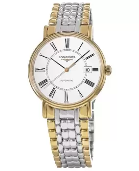 image of Longines Presence Automatic Stainless Steel & Yellow Gold Plated White Dial Mens Watch L4.921.2.11.7 L4.921.2.11.7