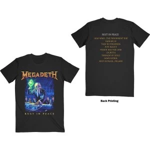 Image of Megadeth - Rust In Peace Tracklist Unisex Medium T-Shirt - Black