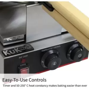 Image of KuKoo Single Waffle Maker Commercial Catering Kitchen Stainless Steel Electric Non-Stick Plates - Silver