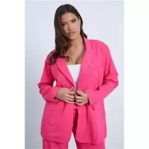 Image of I Saw It First Hot Pink Oversized Pocketed Blazer - Pink