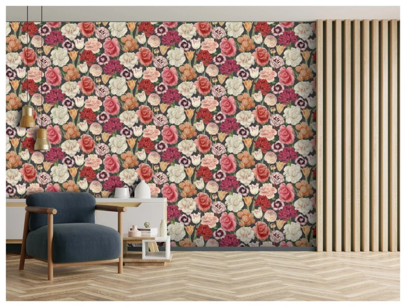 Image of RHS RHS Blooming Bouquet Black Wallpaper