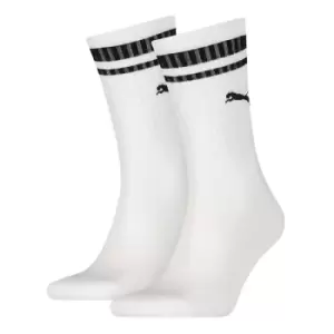 Image of Puma Crew Heritage Stripe Sock (2 Pair) White/Black UK Size 2.5-5
