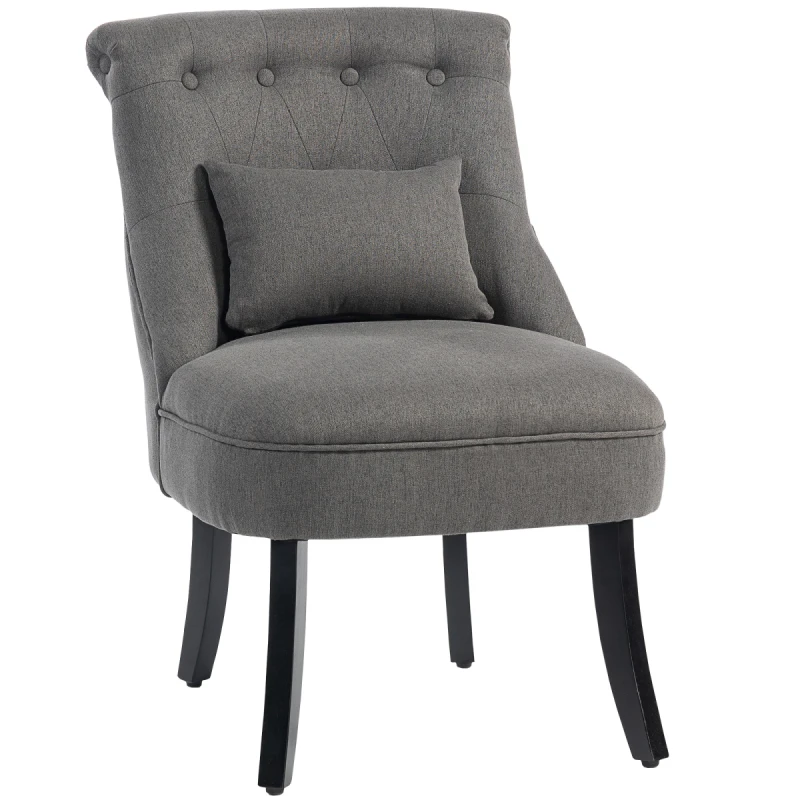 Image of HOMCOM HOMCOM Fabric Single Sofa Upholstered with Pillow Wood Leg Charcoal Grey in Dark Grey Dark Grey One Size Unisex 5063603058361