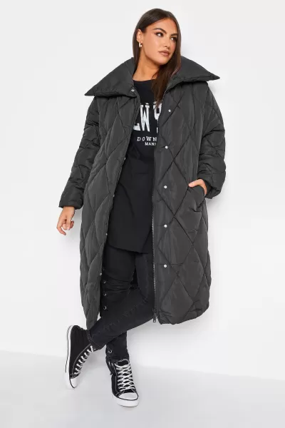 Image of Yours Diamond Quilted Puffer - Black Size 22-24, Women
