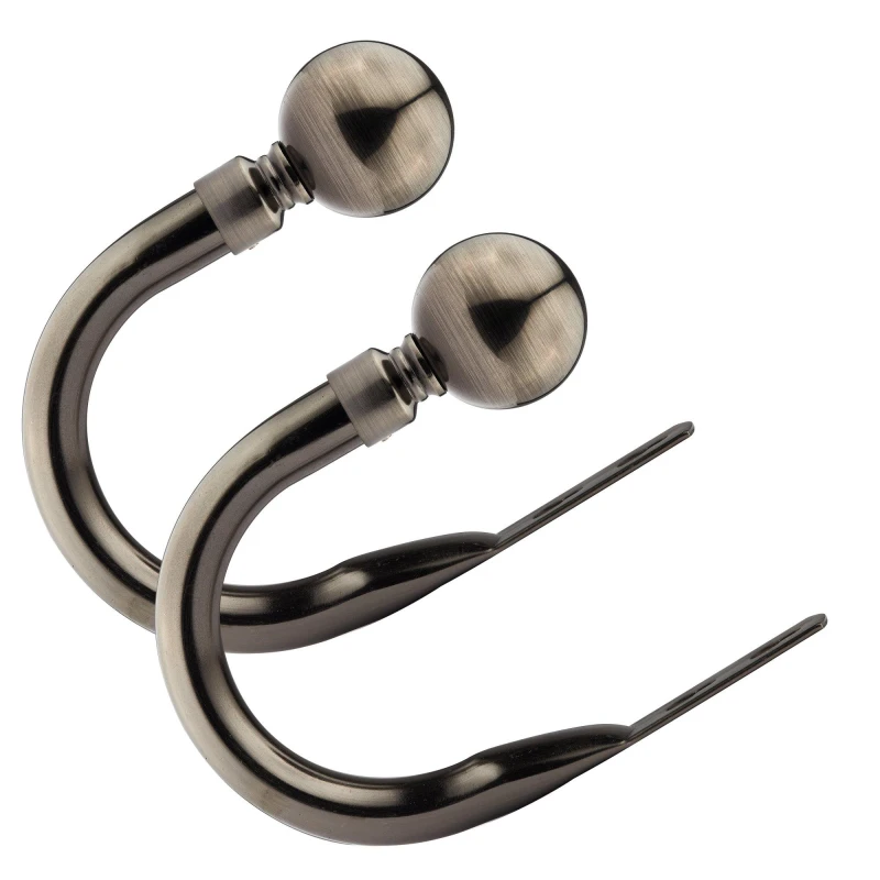 Image of Emma Barclay Metal Holdback Pair Tiebacks Ball Black Silk unisex One Size