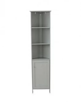 Image of Lloyd Pascal Portland Tall Corner Bathroom Cabinet - Grey