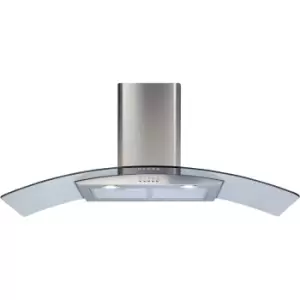 image of CDA 110cm Curved Glass Chimney Cooker Hood - Stainless Steel