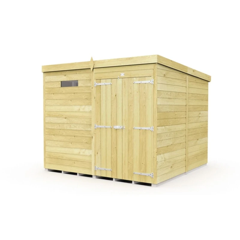 Image of Buttercup Farm 7 x 8 Feet Pent Security Shed - Double Door - L231 x W214 x H201cm in Brown Brown Unisex