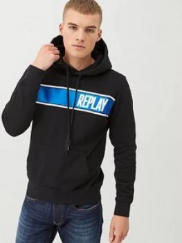 Image of Replay Foil Logo Overhead Hoodie - Black