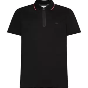 image of Calvin Klein Zip Neck Polo Shirt - Black