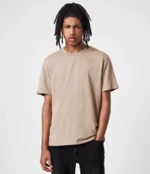 Image of AllSaints Mens Opposition Crew T-Shirt, Pewter Grey, Size: XL