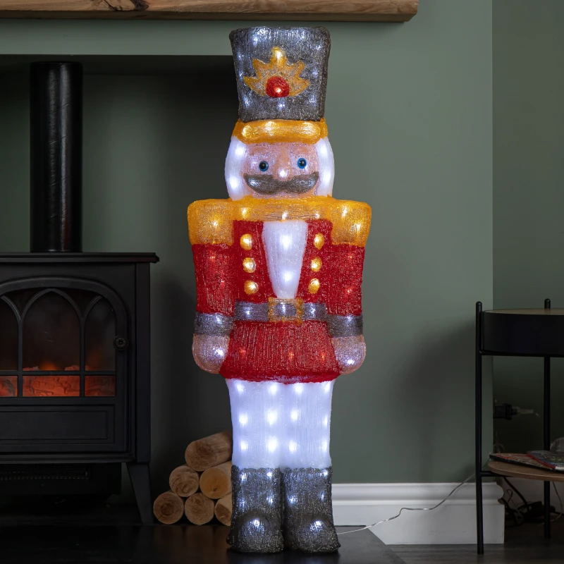Image of 93cm Light up Acrylic Christmas Nutcracker Decoration with 140 White LEDs