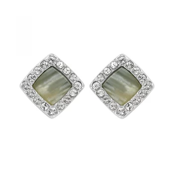 image of Ladies Adore Silver Plated Resin & Pave Post Earrings