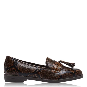 image of Linea Tassle Loafers - Brown Snake