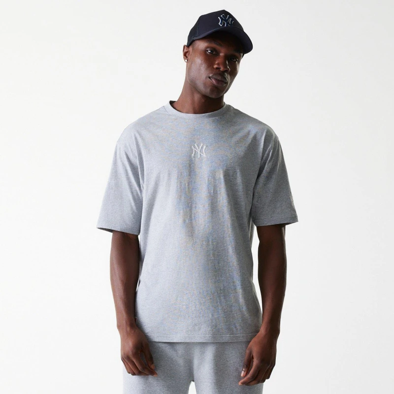 Image of New Era Mens MLB Essential Oversized T-Shirt NY Grey male Large