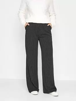 Image of Long Tall Sally Pinstripe Wide Leg Trouser 34" - Black, Size 10, Length 34, Women