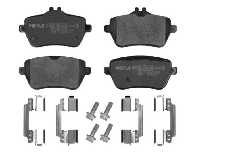 Image of MEYLE 025 250 7119 Brake pad set Rear Axle, prepared for wear warning indicator, with accessories, Original Quality, with anti-squeak plate Brake Pad