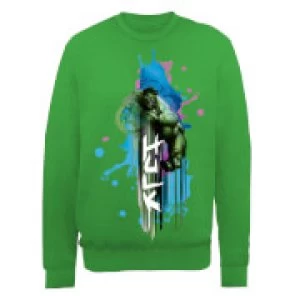 Image of Marvel Avengers Assemble Hulk Art Burst Sweatshirt - Green - M