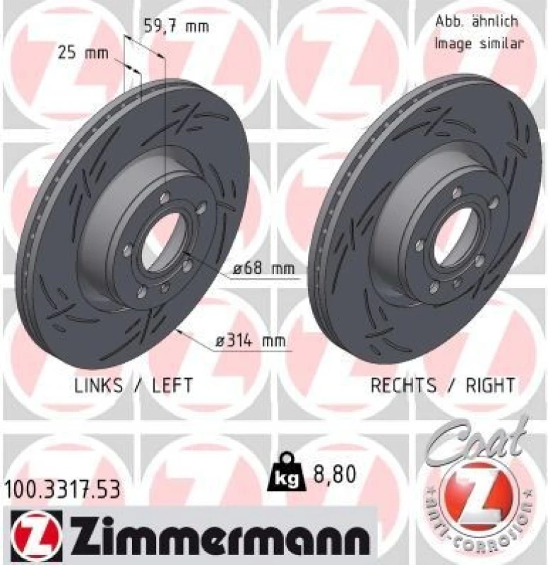 Image of ZIMMERMANN Brake disc ZIMMERMANN 100.3317.53