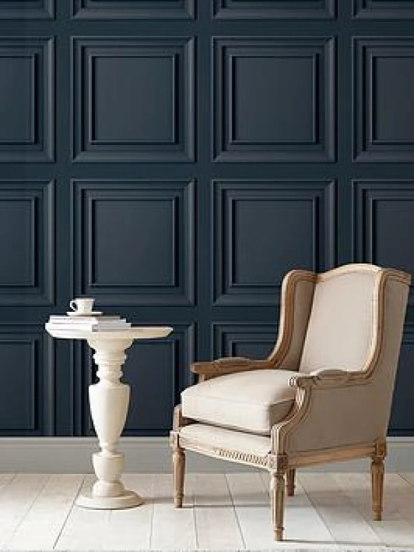 Image of Laura Ashley Redbrook Wood Panel Dark Seaspray Wallpaper Wallpaper One Size Grey 42289102000