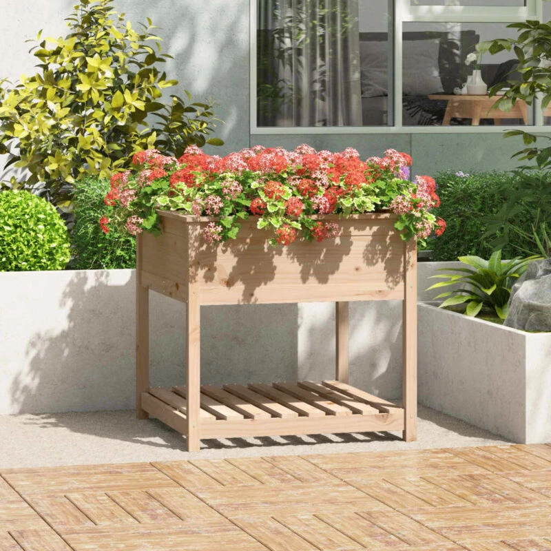 Image of VIDAXL Vidaxl - Planter with Shelf 82.5x82.5x81cm Solid Wood Pine 823794