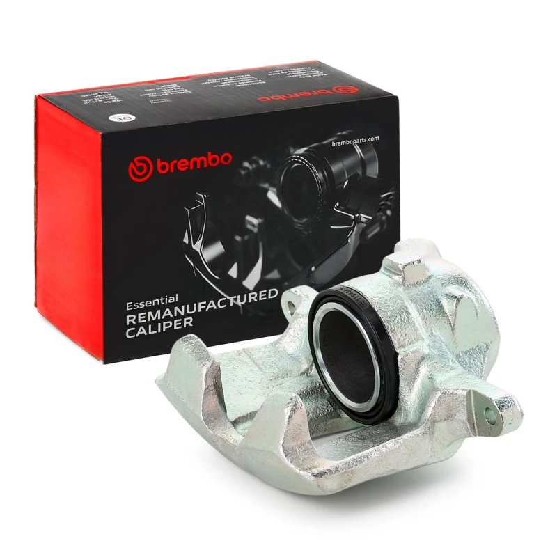 Image of BREMBO F 85 046 Brake caliper ESSENTIAL LINE Front Axle Left Grey Cast Iron Brake Caliper (78)