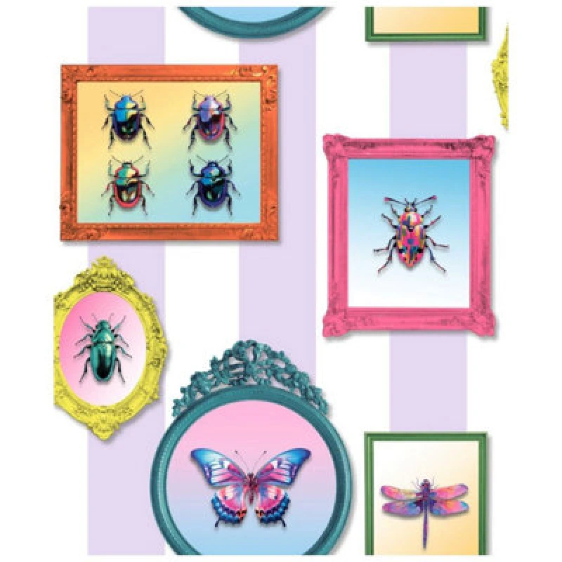 Image of Muriva Ugepa Illusion Framed Insects And Butterflies Paste The Wall Vinyl Wallpaper