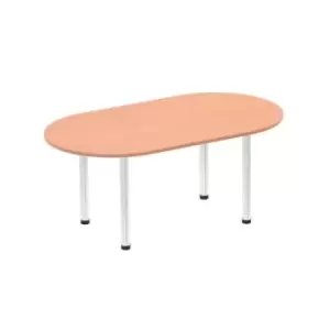 Image of Impulse 1800mm Boardroom Table Beech Top Brushed Aluminium Post Leg