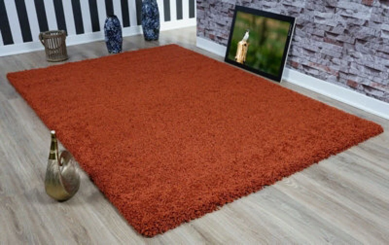 Image of Smart Living Smart Living Soft Fluffy 5cm Thick Pile Shaggy Area Rugs for Living Room, Bedroom in Terracotta Size: 60cm x 110cm Terracotta 60cm x 11