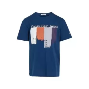 image of Calvin Klein Jeans Placed Brushstrokes T-Shirt - Blue