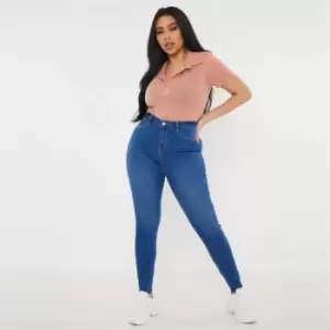 image of Missguided Plus Lawless Highwaisted Jeans - Blue