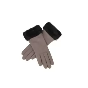 image of Eastern Counties Leather Womens/Ladies Debbie Faux Fur Cuff Gloves (M) (Grey)