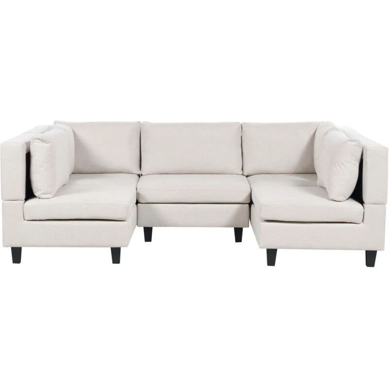 Image of Beliani Modular U-Shape Sofa 5 Seater Unstad Fabric Light Beige
