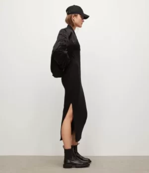 Image of AllSaints Womens Rina Long Sleeve Maxi Dress, Black, Size: 10