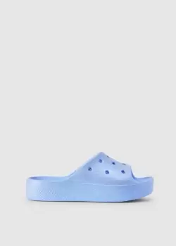Image of Crocs Womens Classic Platform Glitter Slide In Moon Jelly