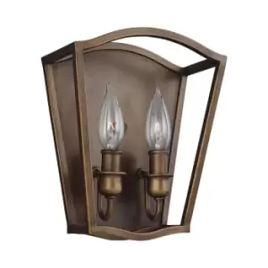 Image of Twin Wall Light Sconce Painted Aged Brass Finish LED E14 60W Bulb