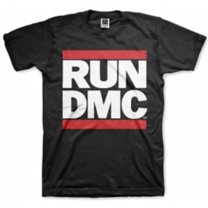 image of Run DMC Logo Black Mens T Shirt: Large