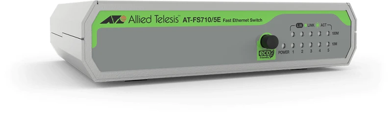 Image of Allied Telesis FS710/5E Unmanaged Fast Ethernet (10/100) Green. Grey