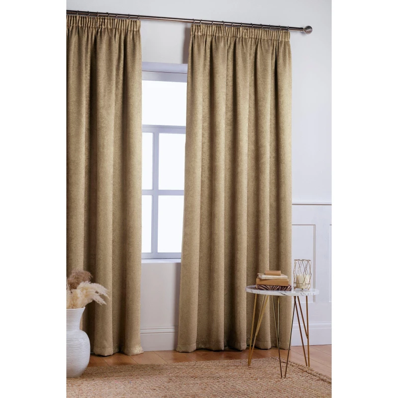 Image of Homelife Crinkle Woven Blackout Pencil Pleat Curtains Latte unisex 66x90