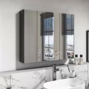 Image of Dark Grey Mirrored Wall Bathroom Cabinet 800 x 650mm - Pendle