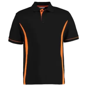 Image of Kustom Kit Scottsdale Mens Short Sleeve Polo Shirt (XL) (Black/Orange)