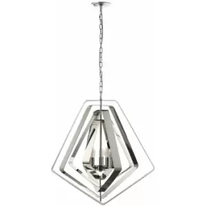 Image of Hanging Ceiling Pendant Light Polished Chrome Ring Shade Modern 3 Bulb Lamp