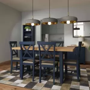 Image of Rye Two Tone Oak & Blue Butterfly Extending 1.2M Dining Table